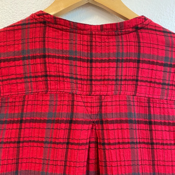 Anthro Holding Horses Red Flannel Shirt Dress - Picture 9 of 13